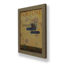 Framed original 1951 Fortune magazine cover with flying helicopter. Framed with a one of a kind hand painted picture frame.
