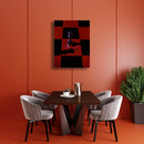 Metal Art Print - An abstract close-up photograph of chess pieces on a chessboard.