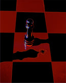 Metal Art Print - An abstract close-up photograph of chess pieces on a chessboard.
