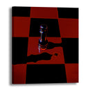 Canvas Art Print - An abstract close-up photograph of chess pieces on a chessboard.