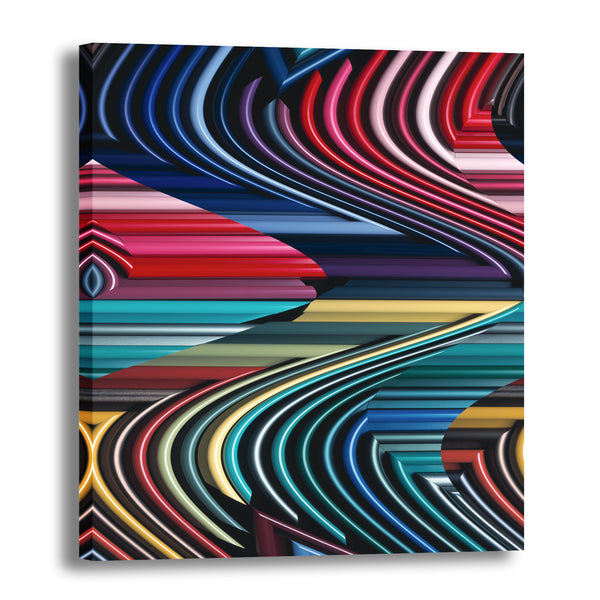 Canvas Art Print - An abstract photograph of colored metal angles.