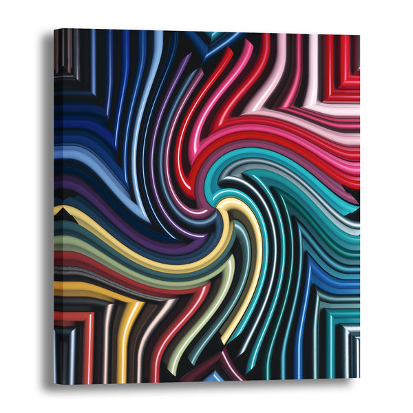 Canvas Art Print - An abstract photograph of colored metal angles.