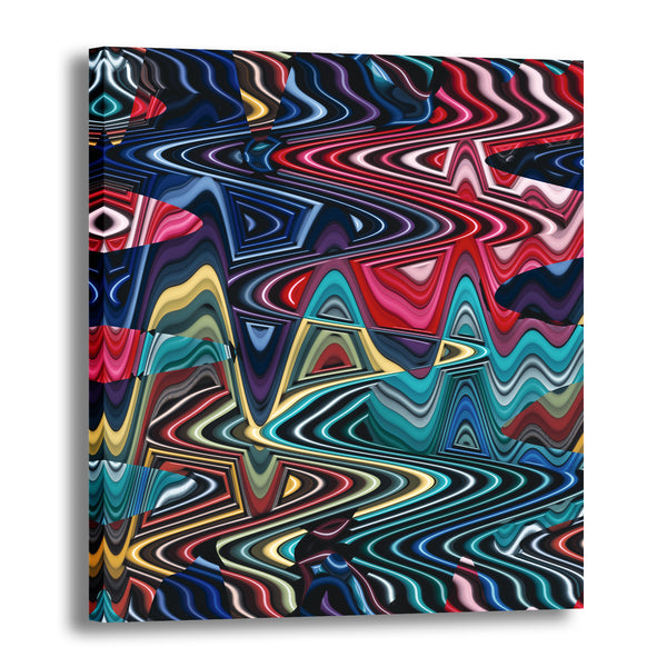 Canvas Art Print - An abstract photograph of colored metal angles.