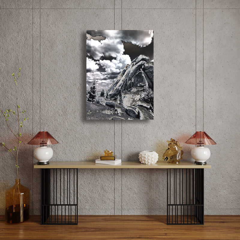 Metal Art Print - An abstract black & white photograph of a rock formation.