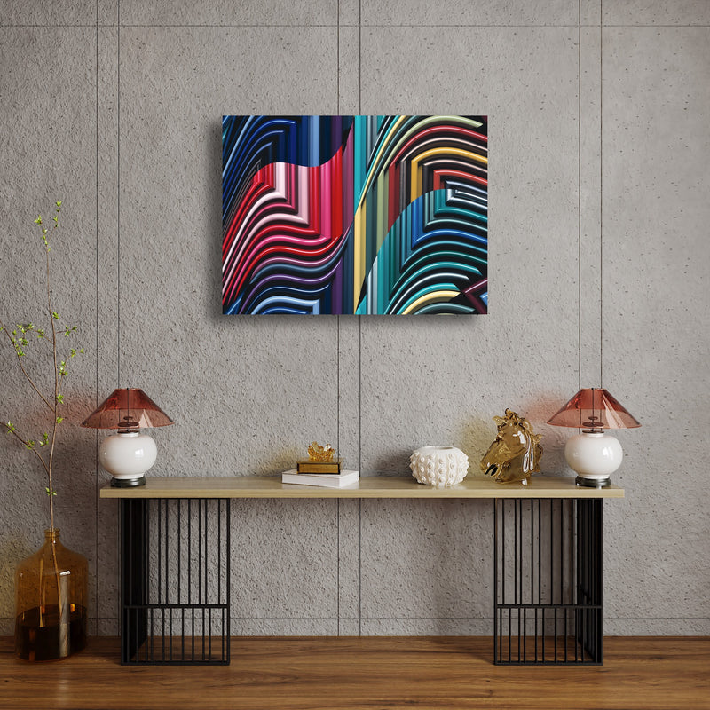 Metal Art Print - An abstract photograph of colored metal angles.