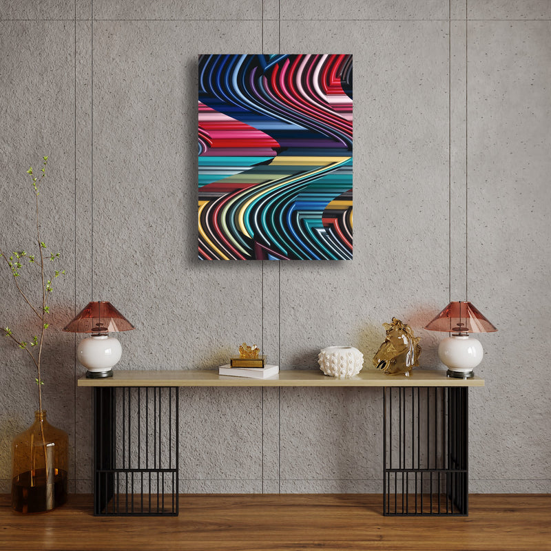 Metal Art Print - An abstract photograph of colored metal angles.