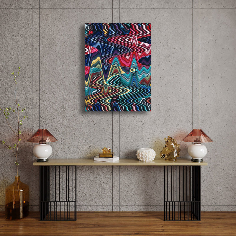 Canvas Art Print - An abstract photograph of colored metal angles.