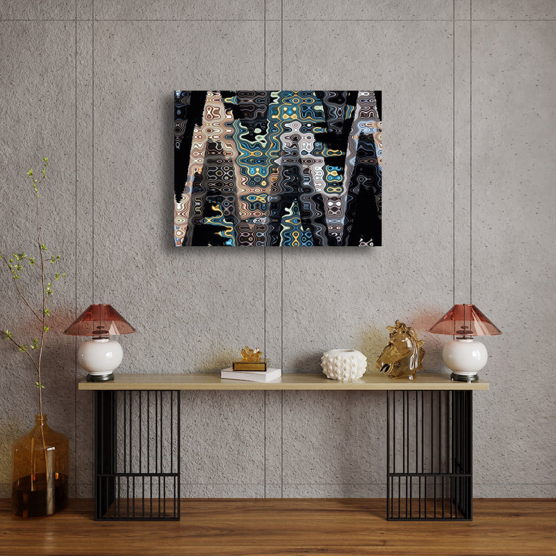 Canvas Art Print - An abstract photograph of colored metal angles.