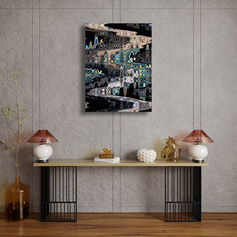 Canvas Art Print - An abstract photograph of colored metal angles.