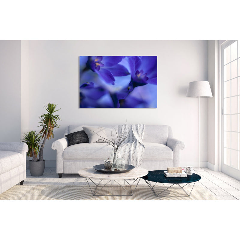 Canvas Art Print - A close-up photograph of delphinium volk flowers.