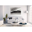 Canvas Art Print - An Infrared black & white photograph of the Flatirons rock formation.