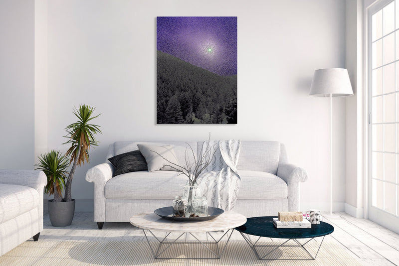 Metal Art Print - An abstract photograph of the winter sun above a forest.