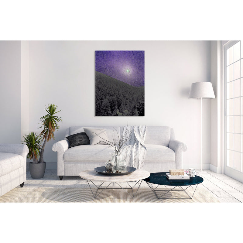 Canvas Art Print - An abstract photograph of the winter sun above a forest.