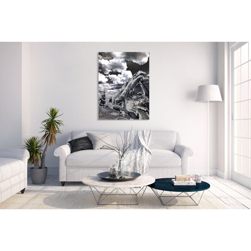 Canvas Art Print - An abstract black & white photograph of a rock formation.