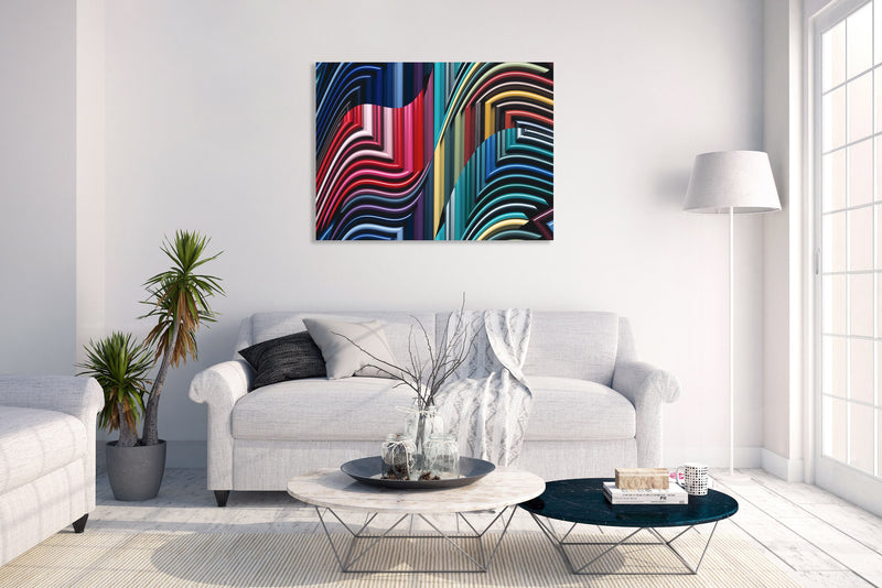 Metal Art Print - An abstract photograph of colored metal angles.