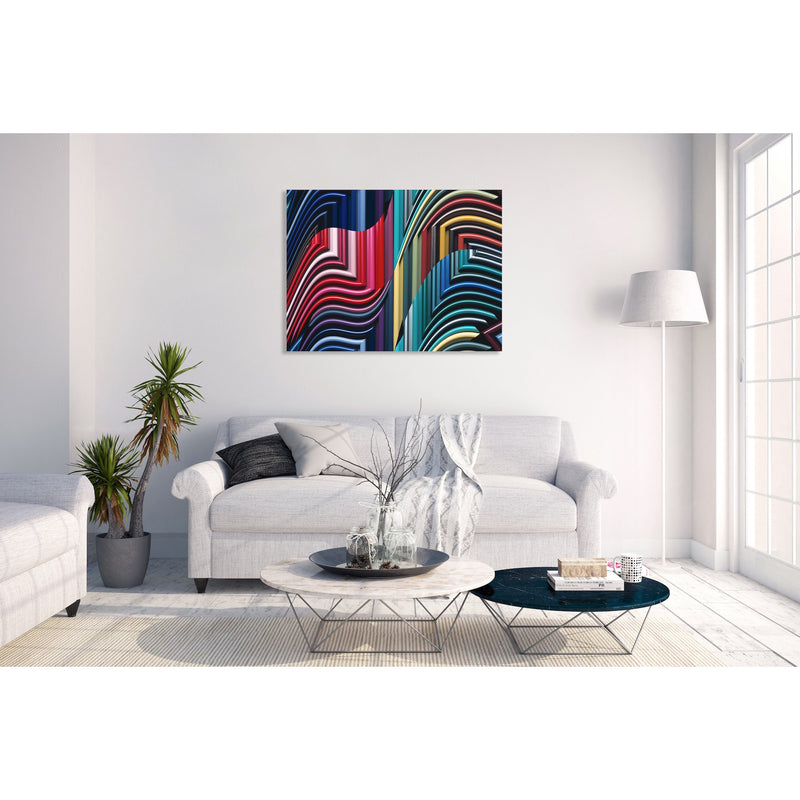 Canvas Art Print - An abstract photograph of colored metal angles.