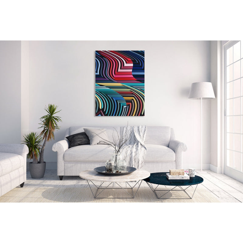 Canvas Art Print - An abstract photograph of colored metal angles.