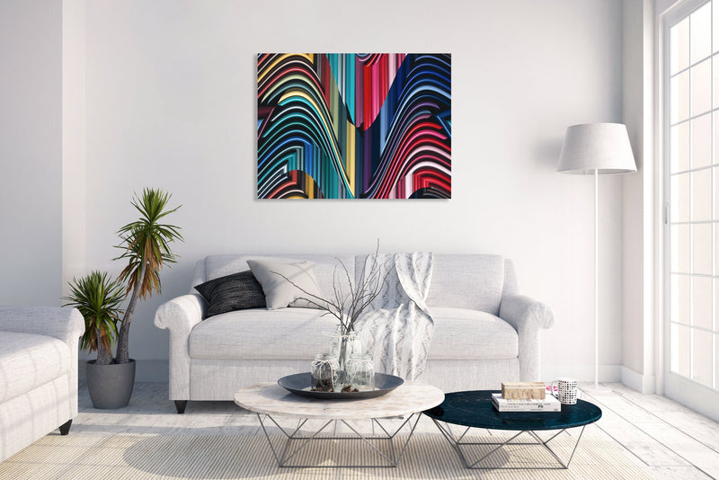 Metal Art Print - An abstract photograph of colored metal angles.