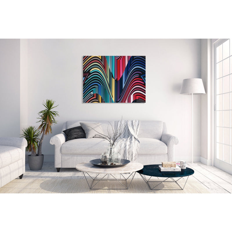 Canvas Art Print - An abstract photograph of colored metal angles.