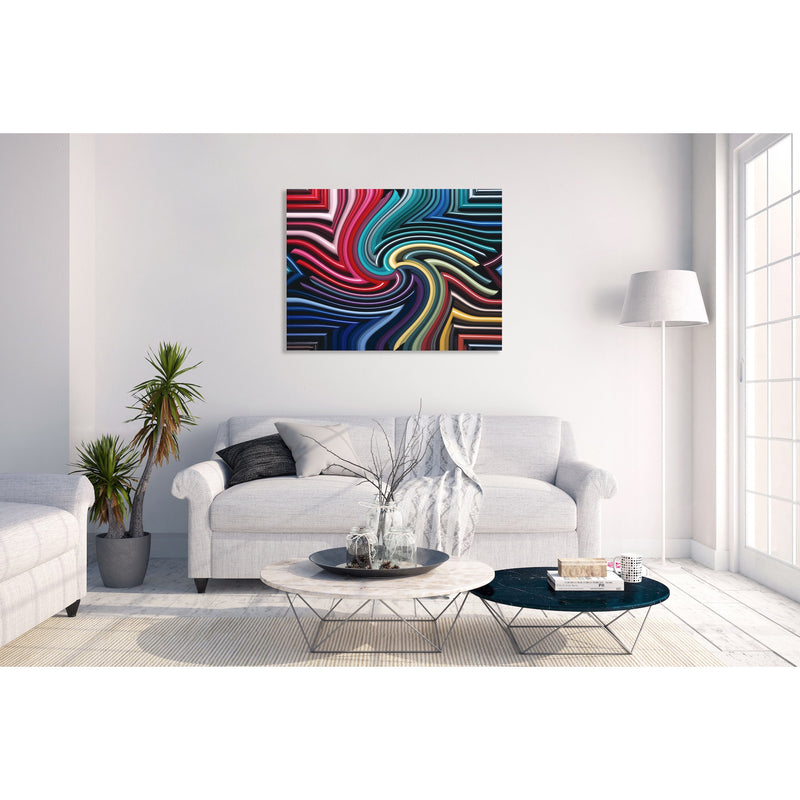 Canvas Art Print - An abstract photograph of colored metal angles.