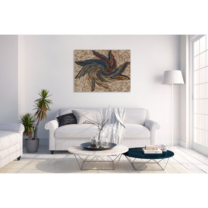 Canvas Art Print - An abstract photograph of colored metal angles.