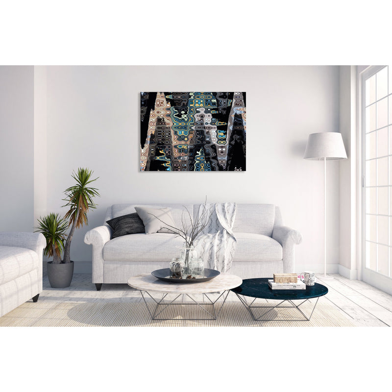 Canvas Art Print - An abstract photograph of colored metal angles.