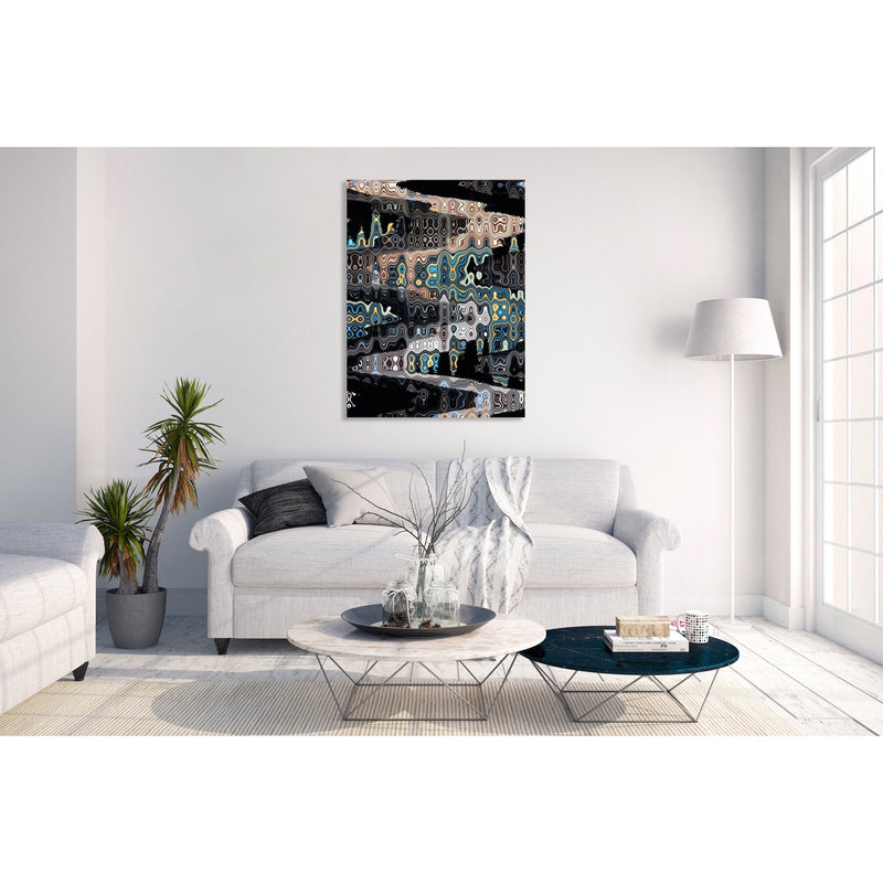 Canvas Art Print - An abstract photograph of colored metal angles.