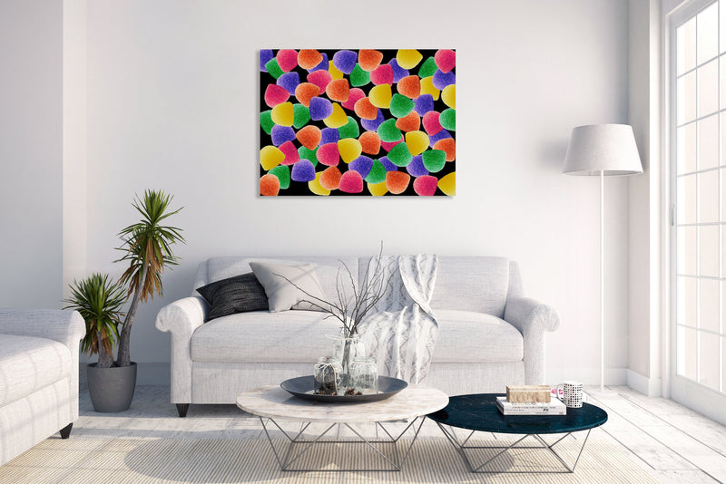 Metal Art Print - A photograph of gumdrops on a black background.