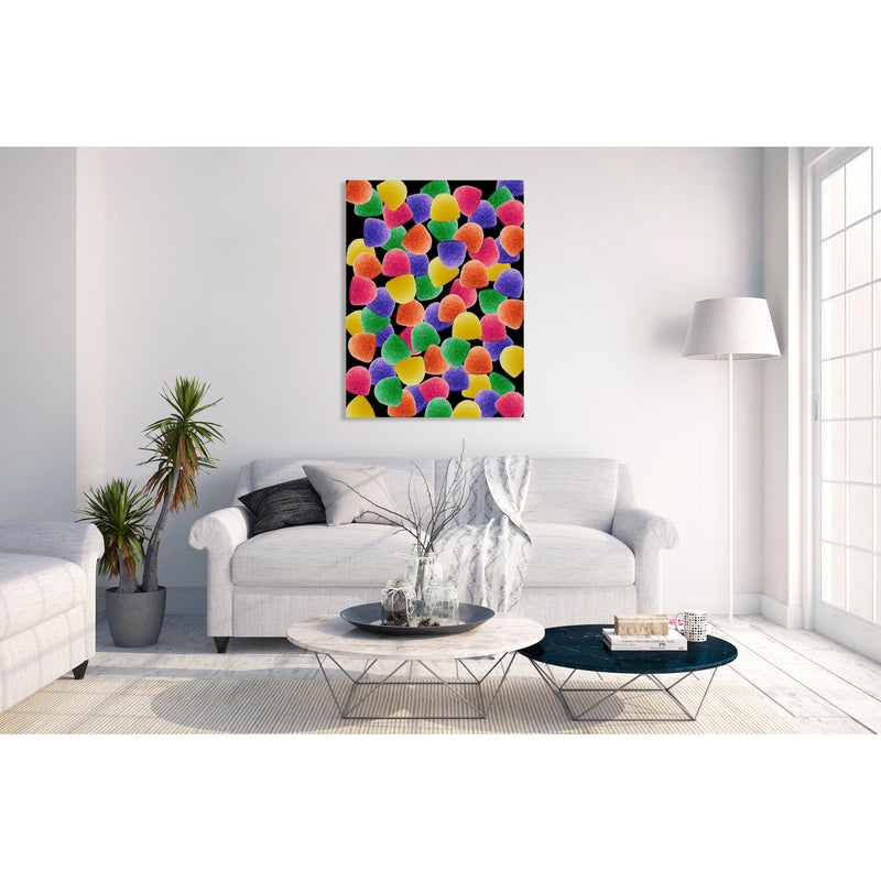 Canvas Art Print - A photograph of gumdrops on a black background.