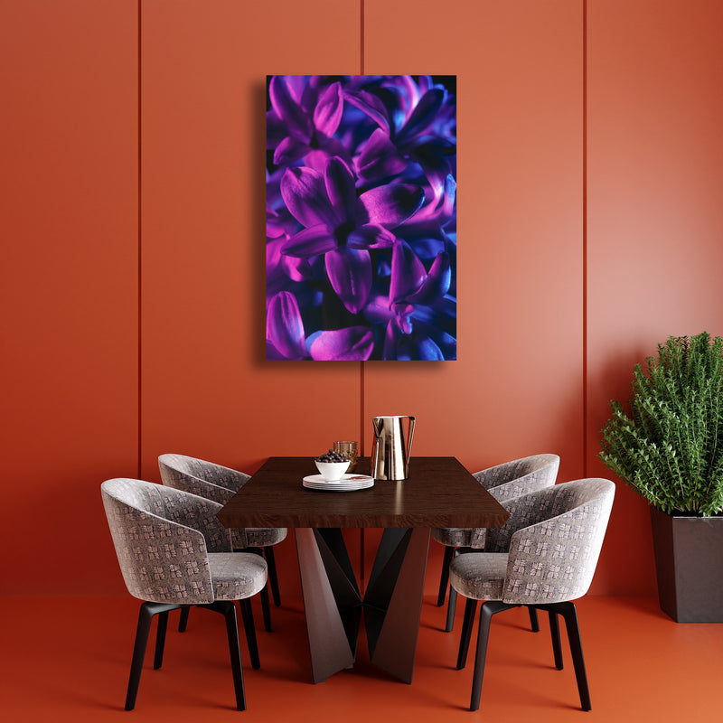 Canvas Art Print - A close-up photograph of a blue jacket hyacinth flower.