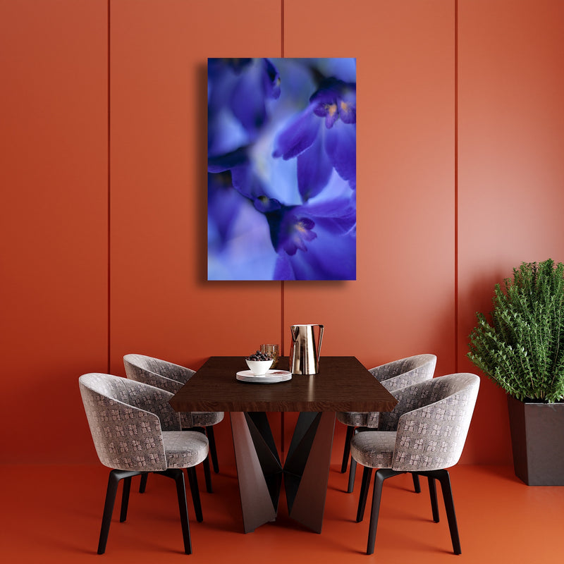 Canvas Art Print - A close-up photograph of delphinium volk flowers.