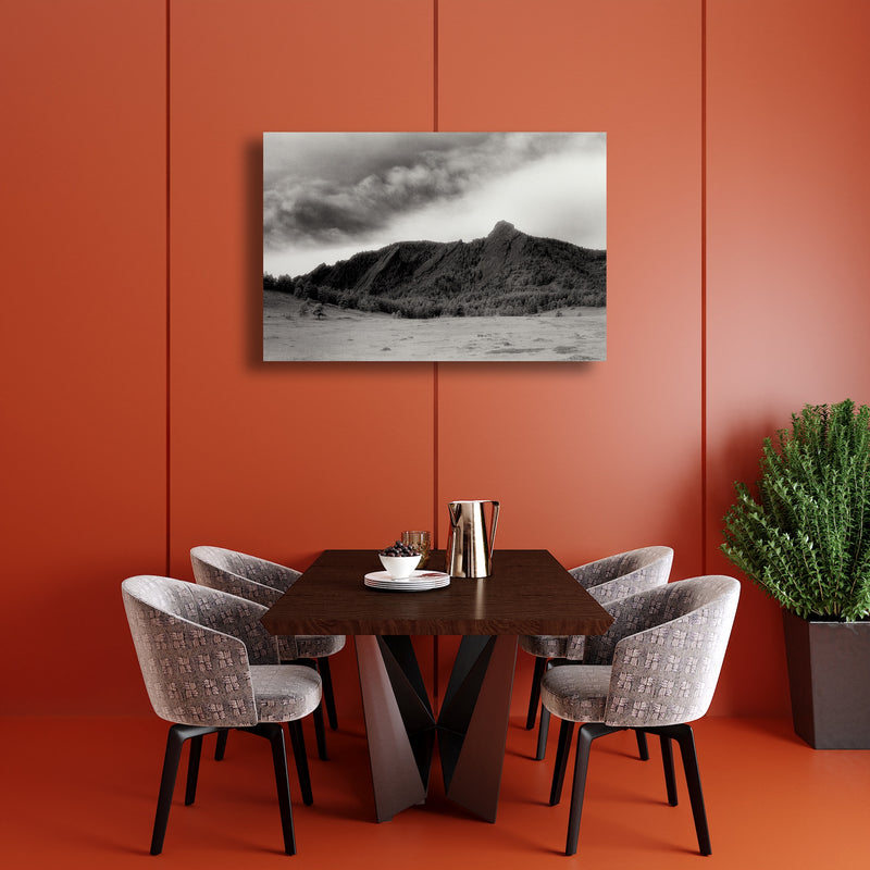 Metal Art Print - An Infrared black & white photograph of the Flatirons rock formation.