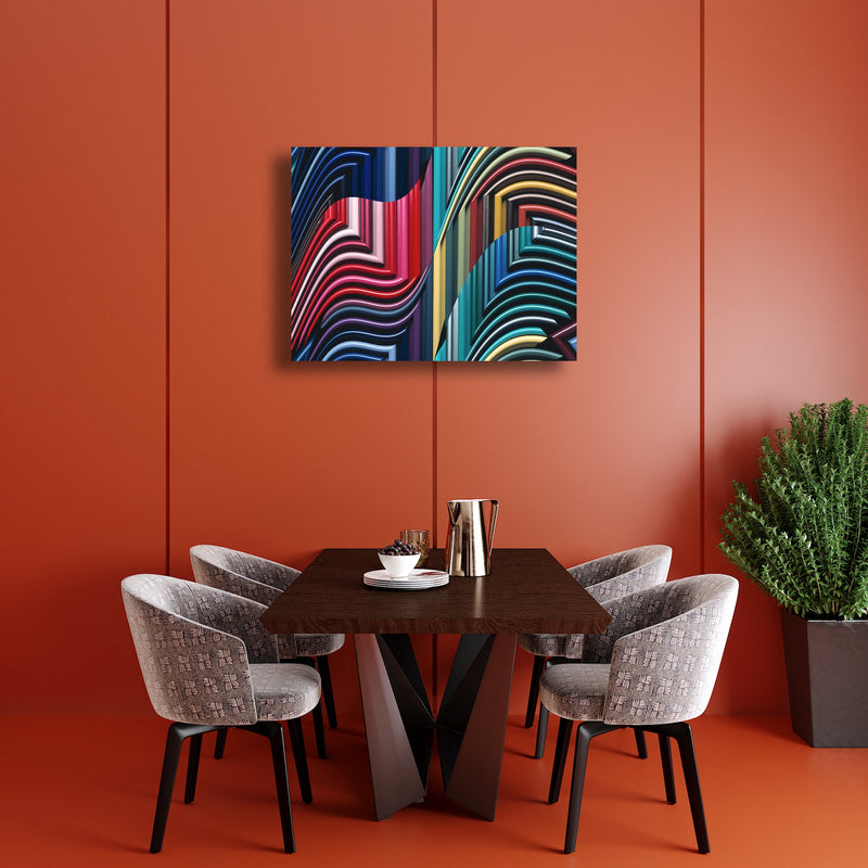 Metal Art Print - An abstract photograph of colored metal angles.