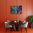 Canvas Art Print - An abstract photograph of colored metal angles.