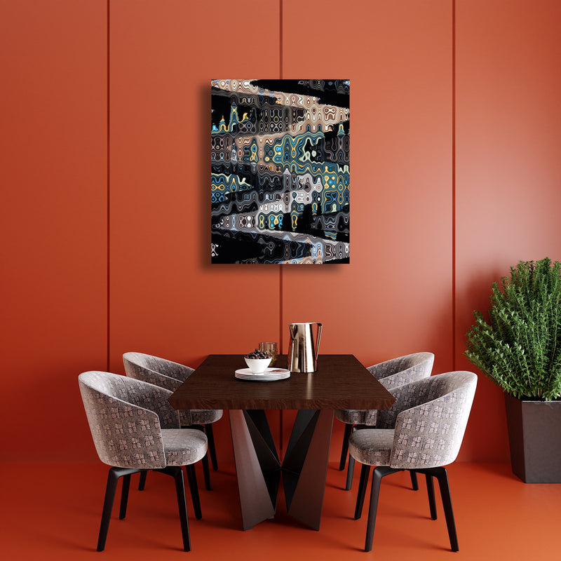 Canvas Art Print - An abstract photograph of colored metal angles.